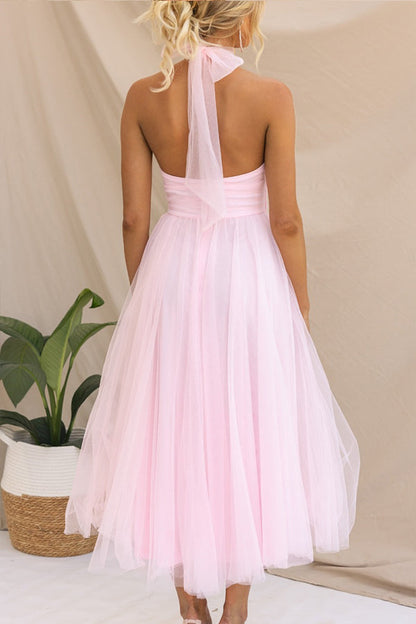 RILEY - Halter Tulle Midi Dress