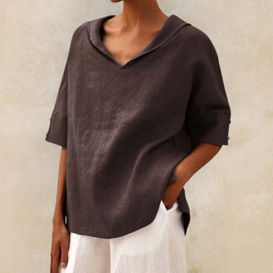 Jasmine™ - Women's V-Neck Casual Linen Shirt